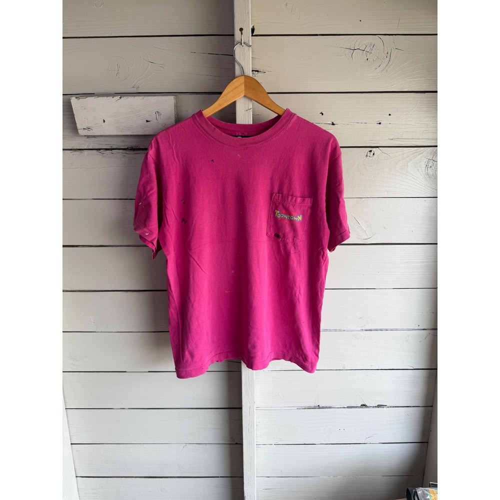 Vintage Mickey's Toontown Disneyland Pocket T-Shirt Pink Single Stitch Medium